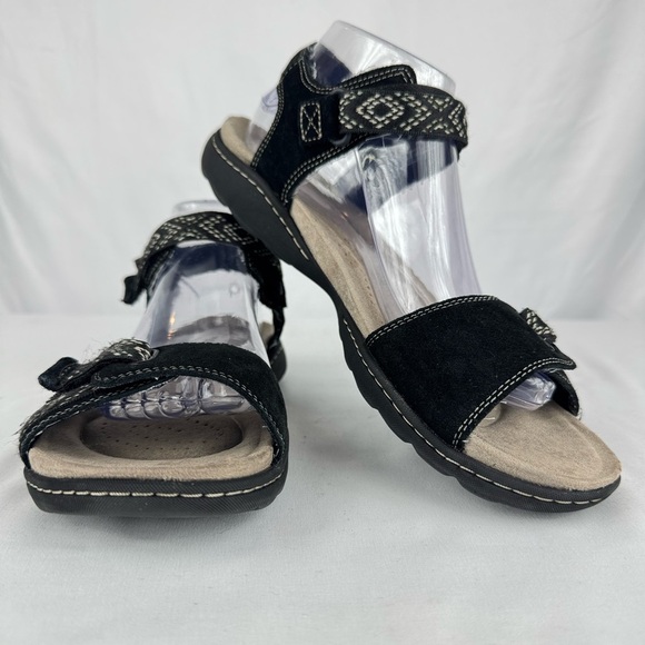 Clarks Shoes - Clarks Amanda Sprint Adjustable Sandals in Black Suede